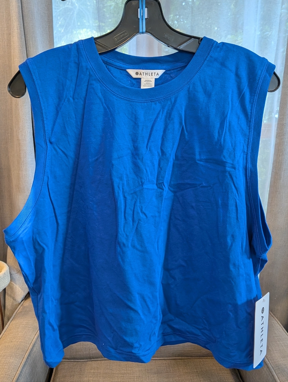 Athleta Cornflower Blue Cropped Muscle Tee Size XL NWT